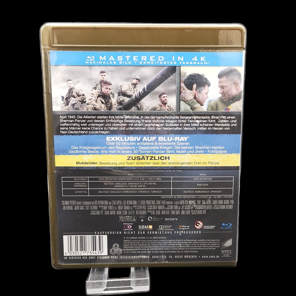 Herz aus Stahl - Fury - Mastered in 4K - Kriegsfilm - Blu-Ray - Gebraucht
