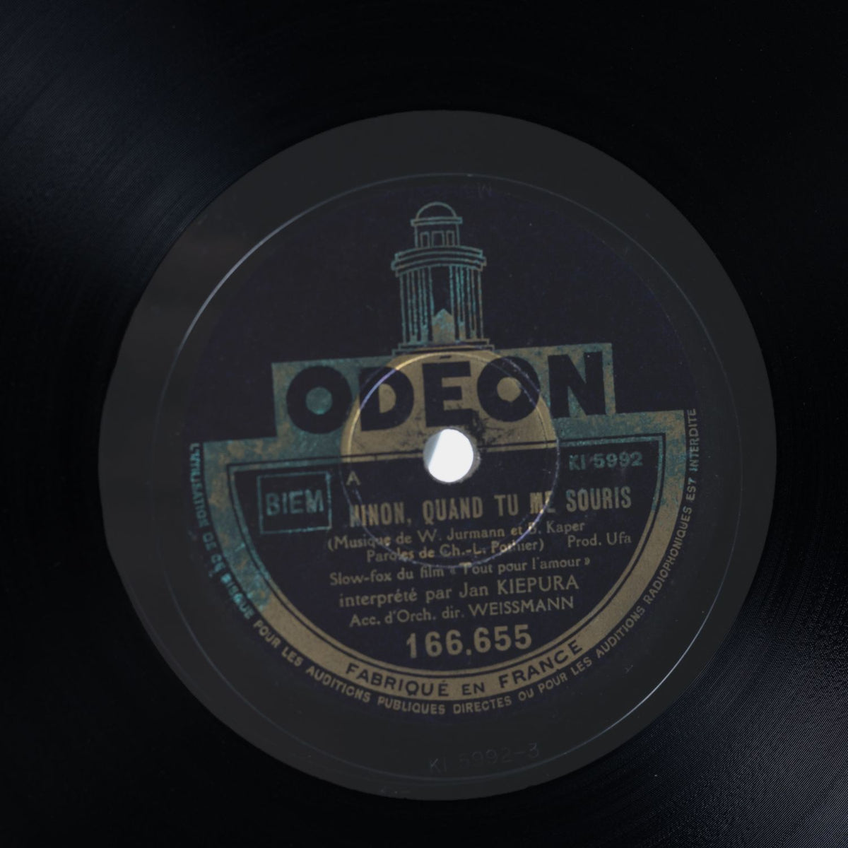 Jan Kiepura - Ninon, Quand Tu Me Souris / O Madonna - Shellack Platte 1933 - VG+