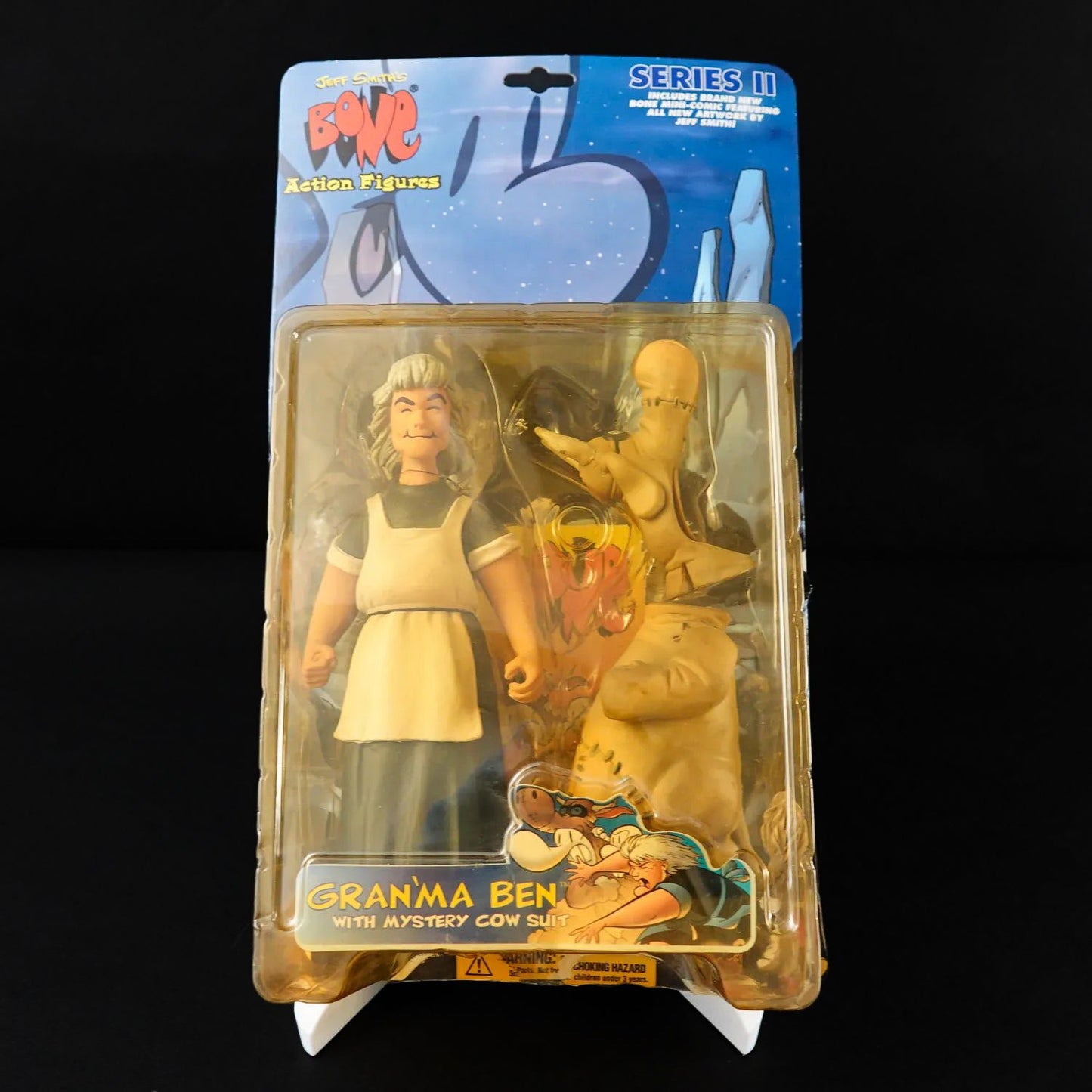 Jeff Smith's BONE Action Figur - Granma Ben - mit Cow Suit - OVP beschädigt