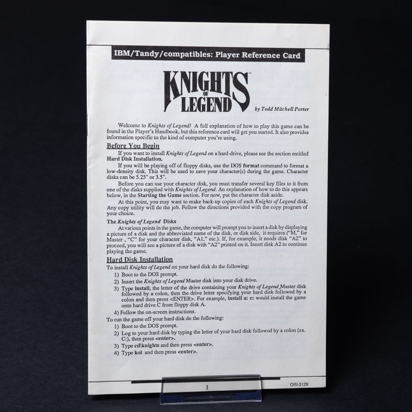 Knights of Legend - PC IBM/MS-DOS Spiel 5,25'' - Big Box CiB - Zustand Sehr Gut