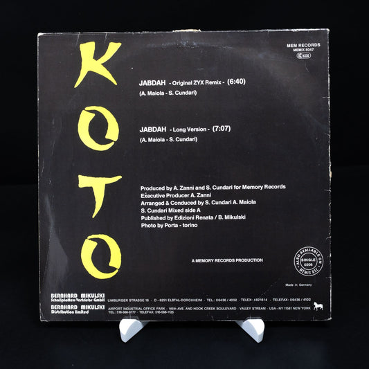Koto - Jabdah (The Original ZYX Remix) - Vinyl 12'' Maxi-Single - NM / VG
