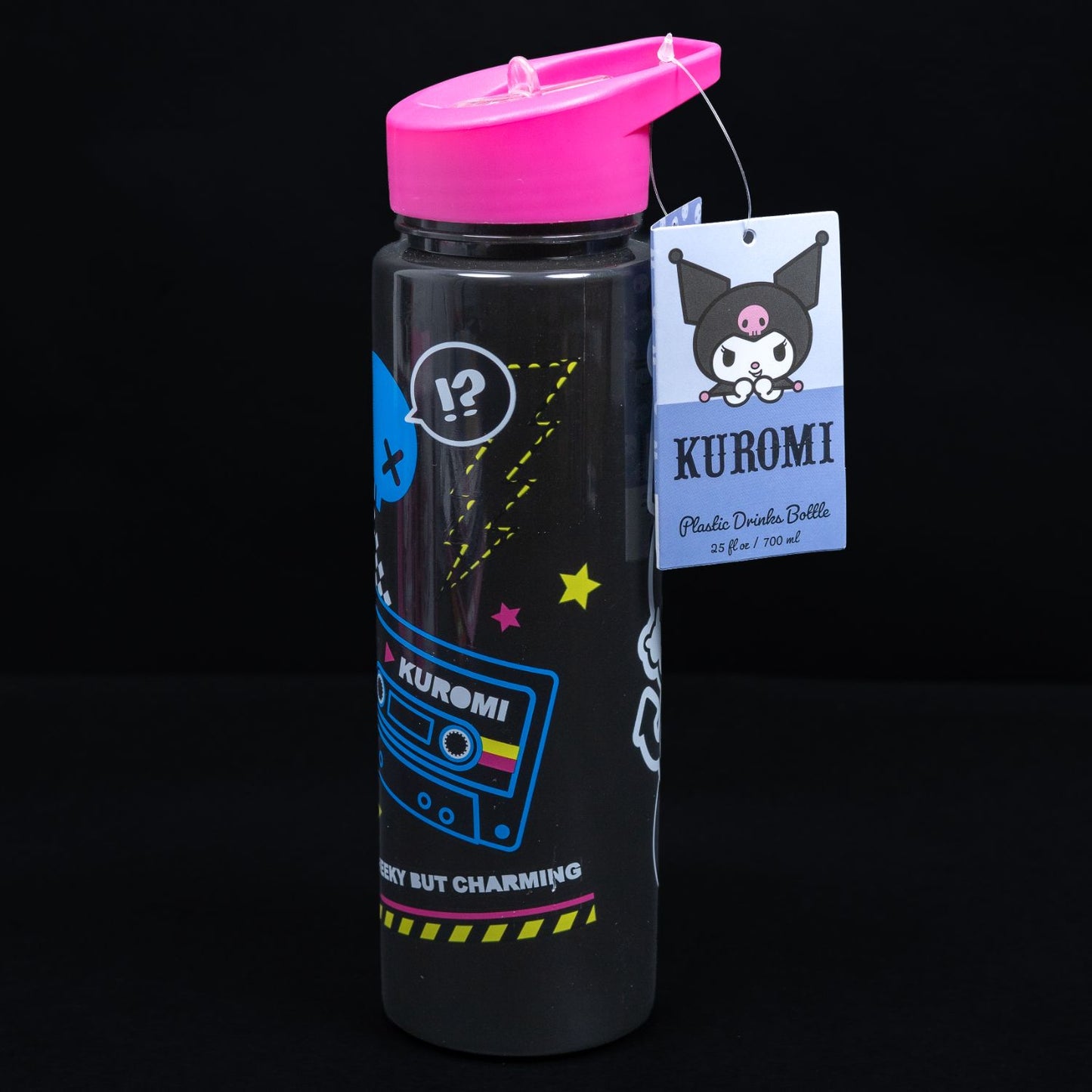 Kuromi / Hello Kitty - Kunststoff Trinkflasche - 700 ml - Schwarz Neon