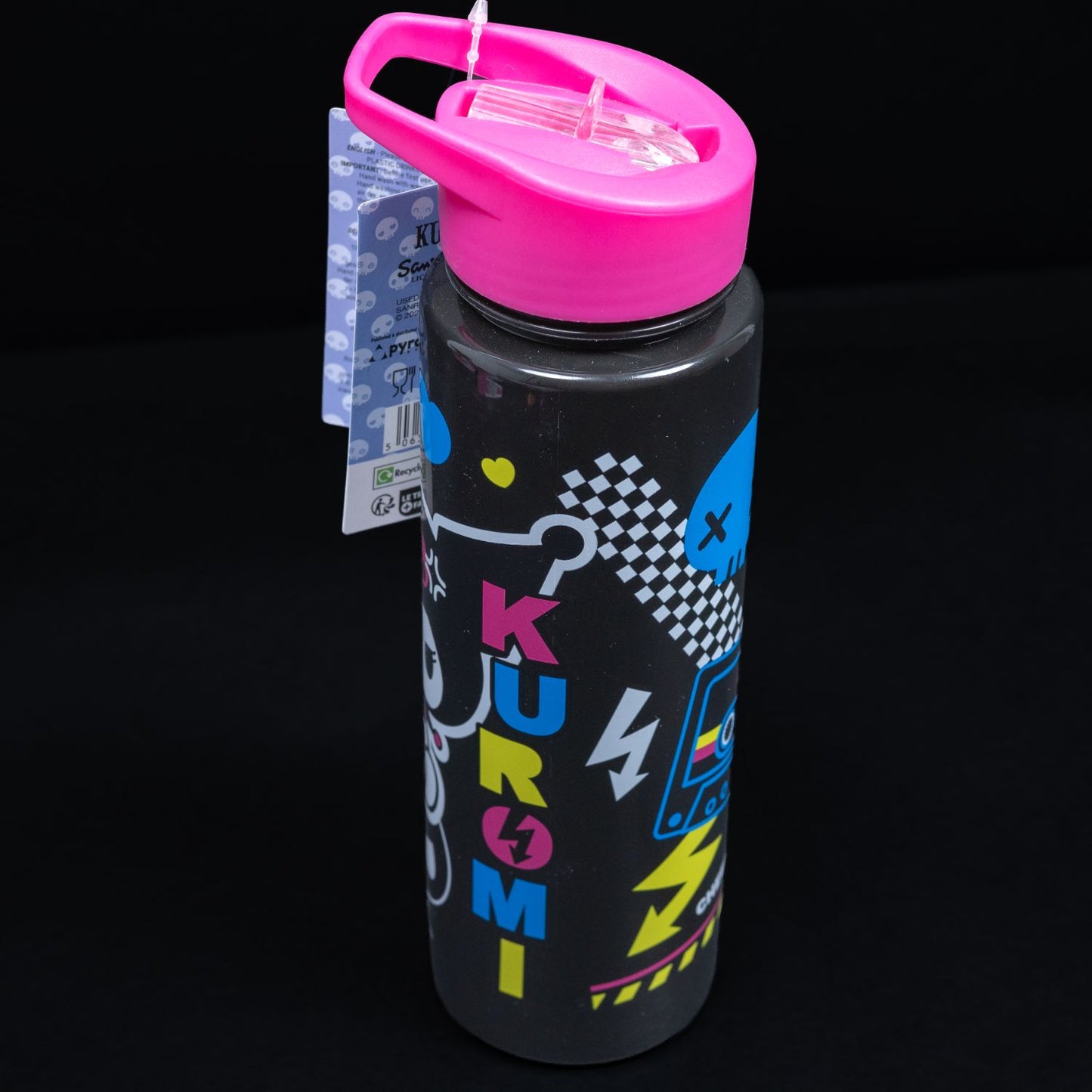 Kuromi / Hello Kitty - Kunststoff Trinkflasche - 700 ml - Schwarz Neon