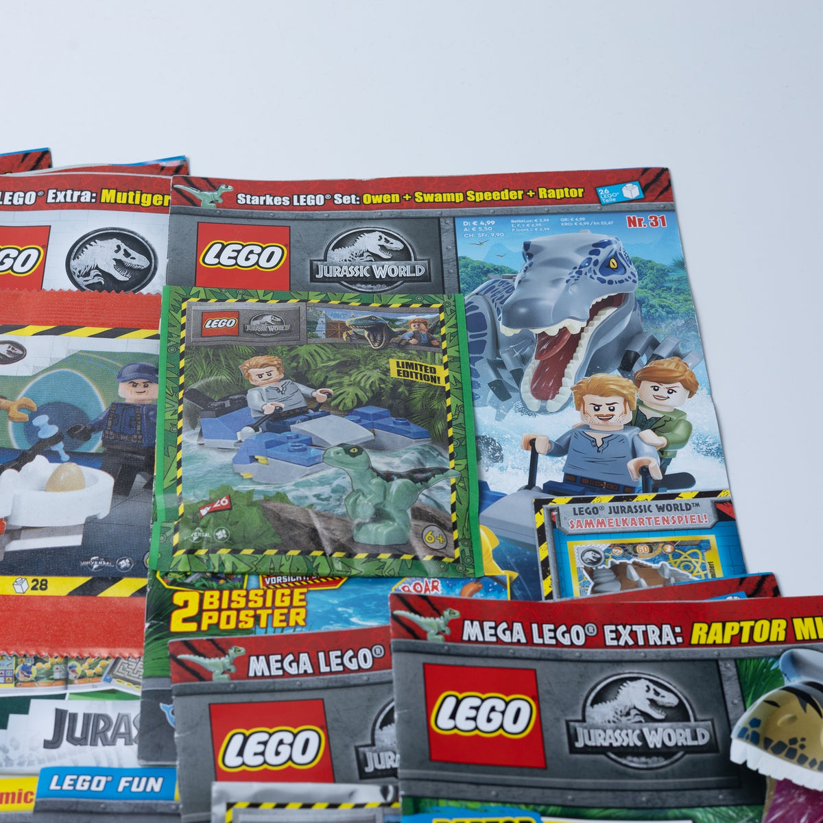LEGO Jurassic World - 10x Zeitschrift/Magazin & Comic - mit Sealed Mini-Figuren