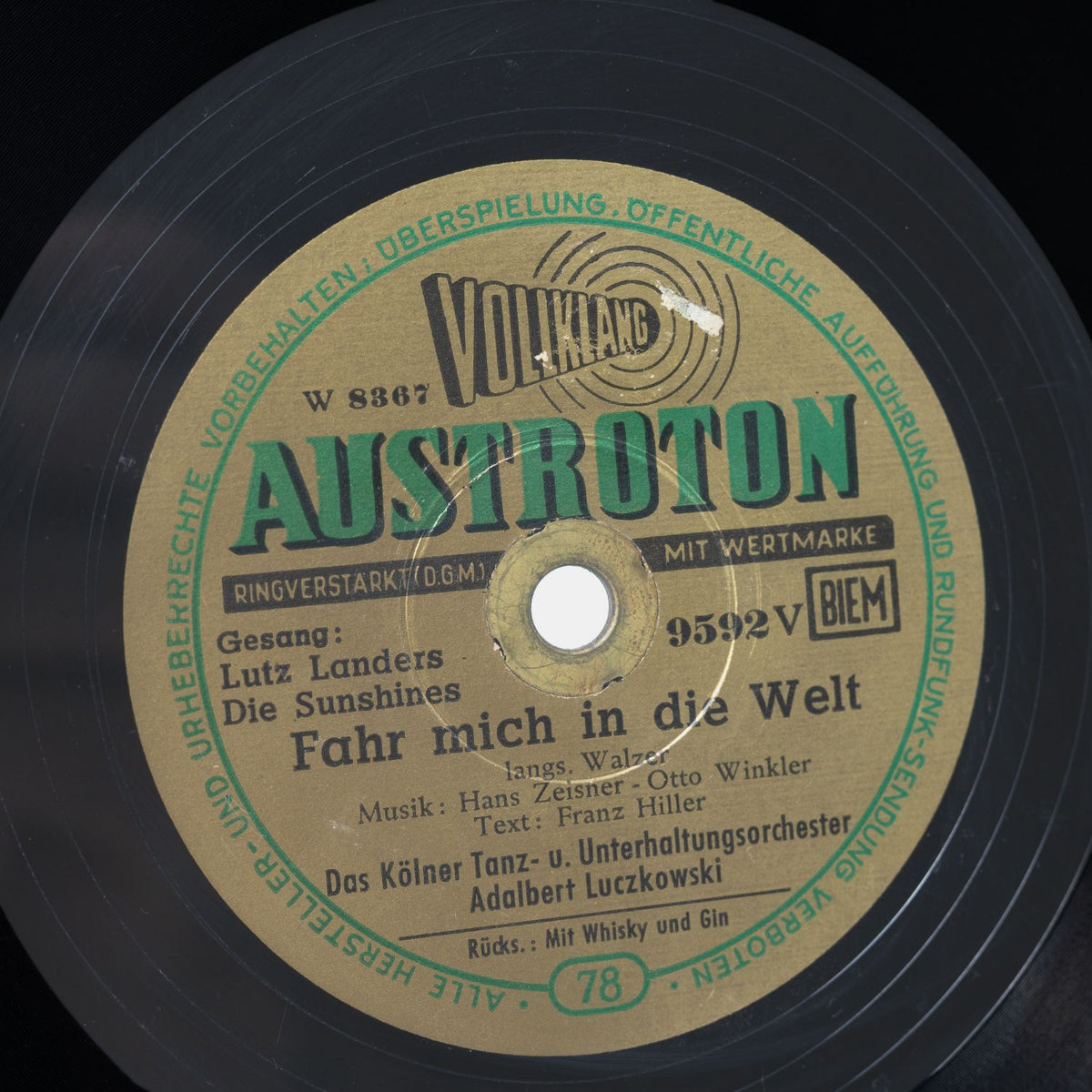 Lutz Landers - Mit Whisky Und Gin / Fahr Mich In Die Welt - Shellack Platte - VG