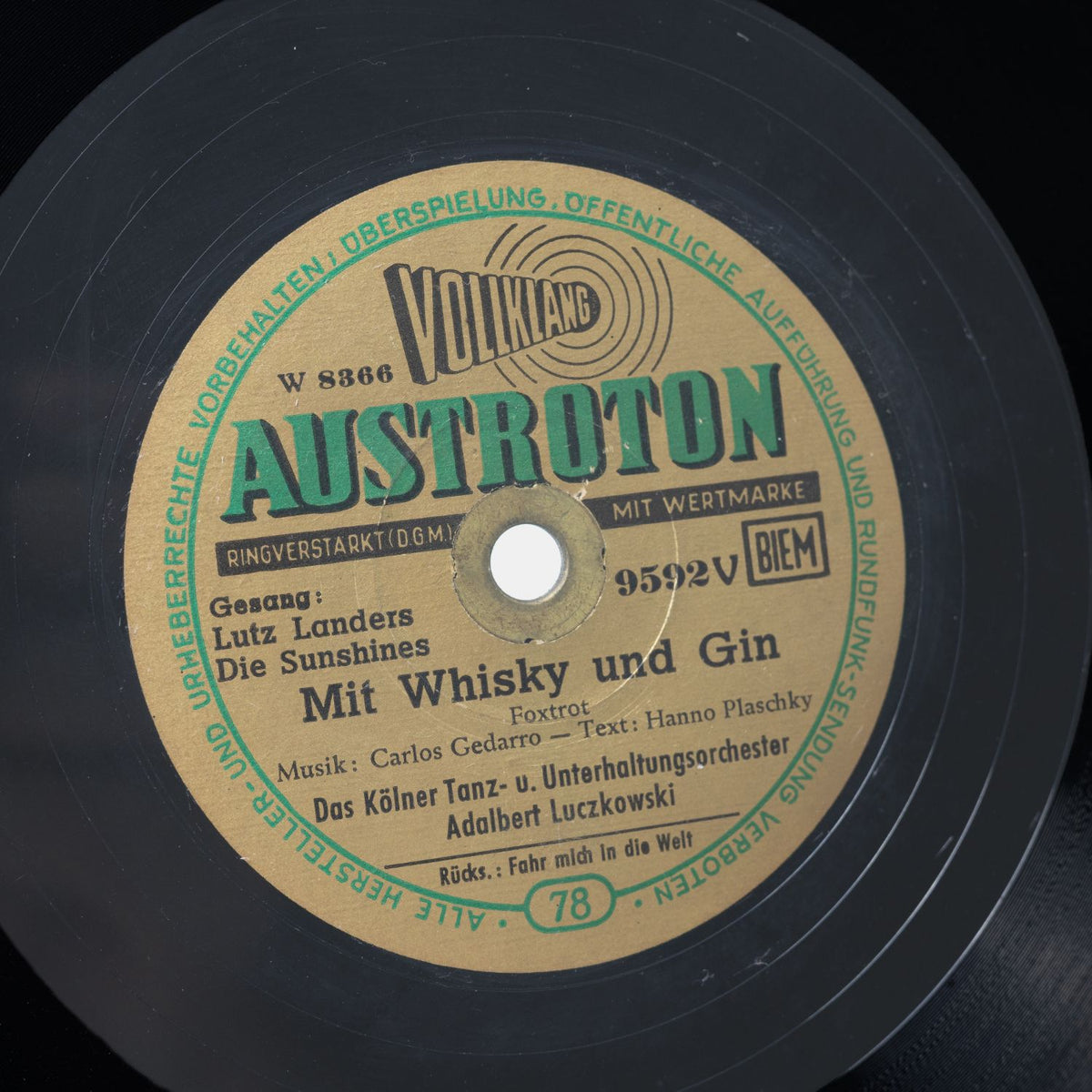 Lutz Landers - Mit Whisky Und Gin / Fahr Mich In Die Welt - Shellack Platte - VG