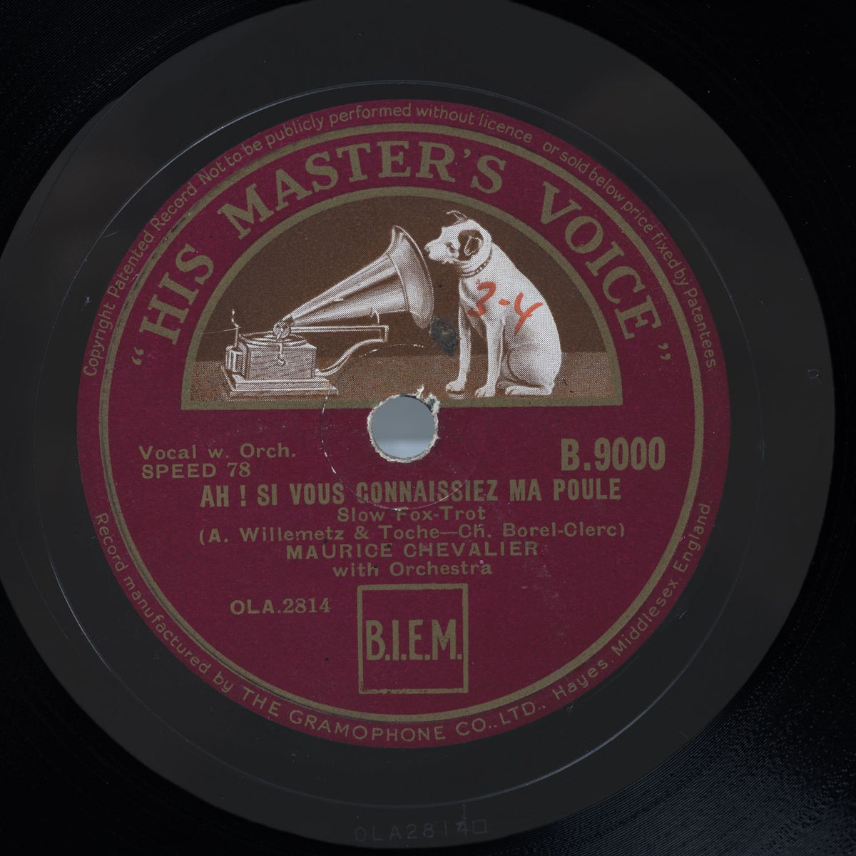 Maurice Chevalier - Ah Si Vous Connaissiez Ma Poule/Ma Pomme - Shellack - VG+/VG