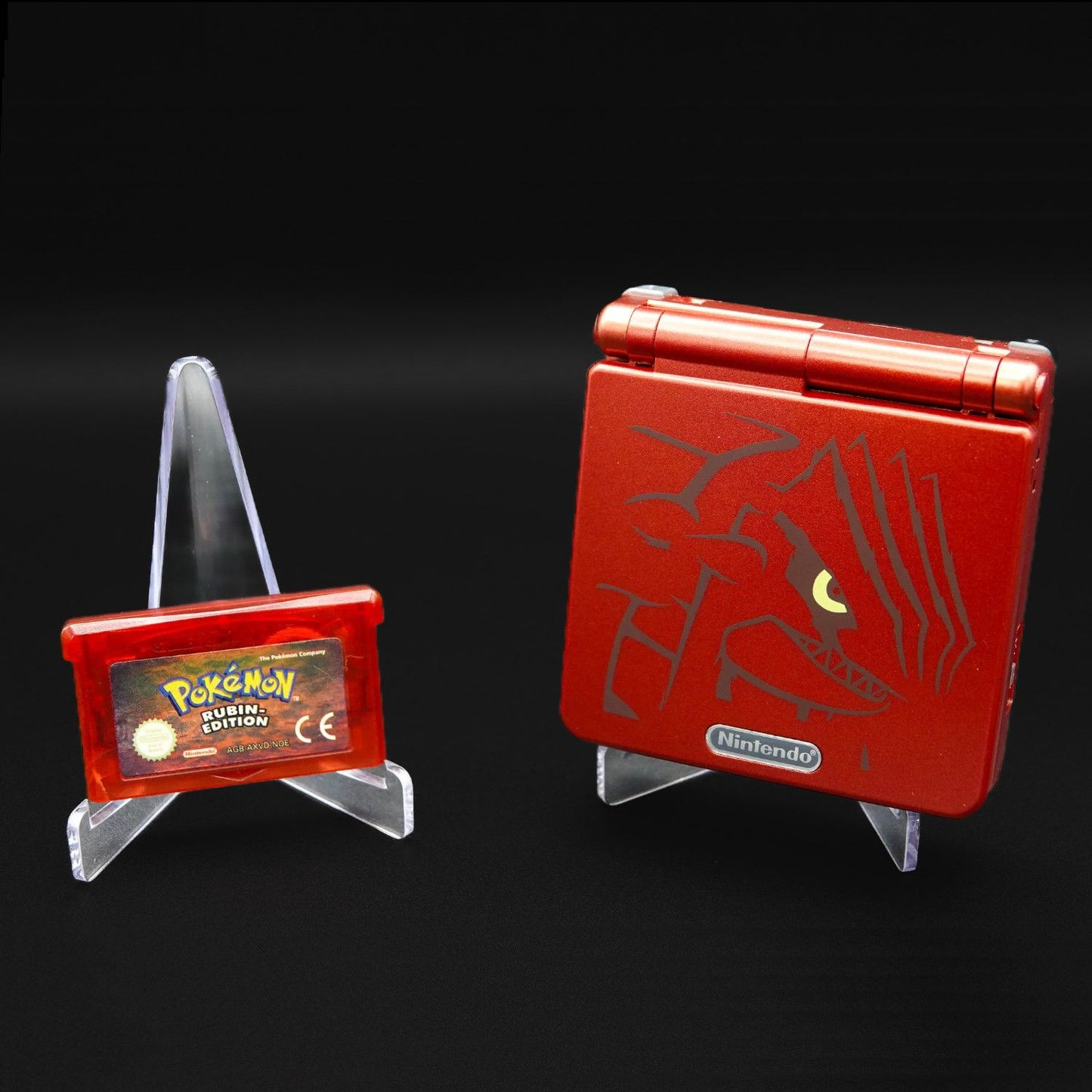Nintendo Gameboy Advance SP Rubin Edition Set neues Gehäuse neue Displayscheibe