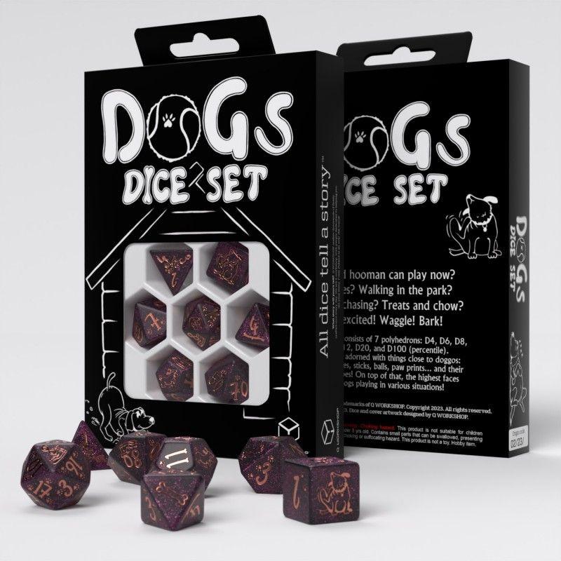q-workshop-dogs-dice-set-pen-paper-hunde-wuerfel-braun-7-stueck-1 - Utopia Collectibles