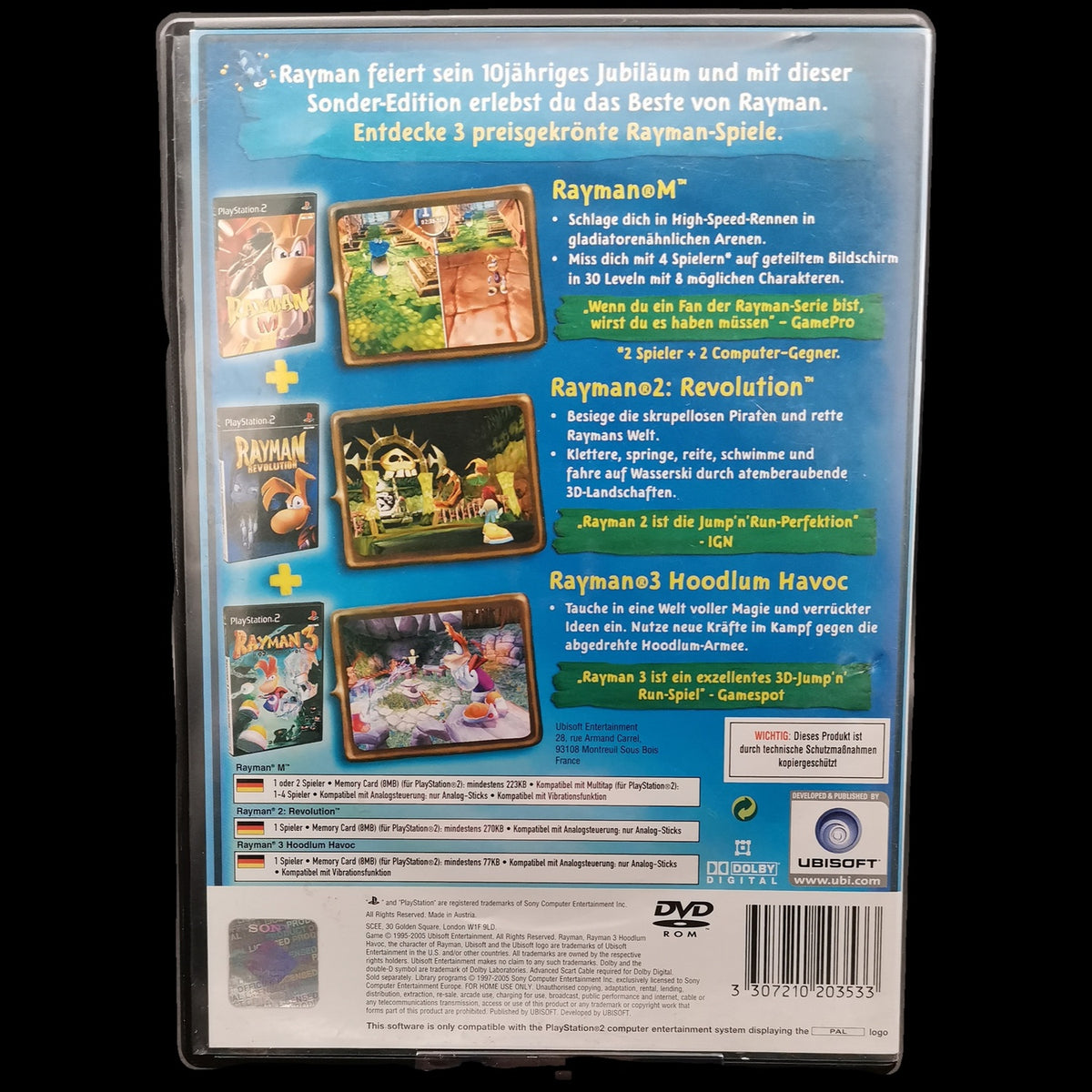 Rayman 10 Jubiläums-Ausgabe - Playstation 2 PS2 - 3 Spiele - PAL - Zustand Gut