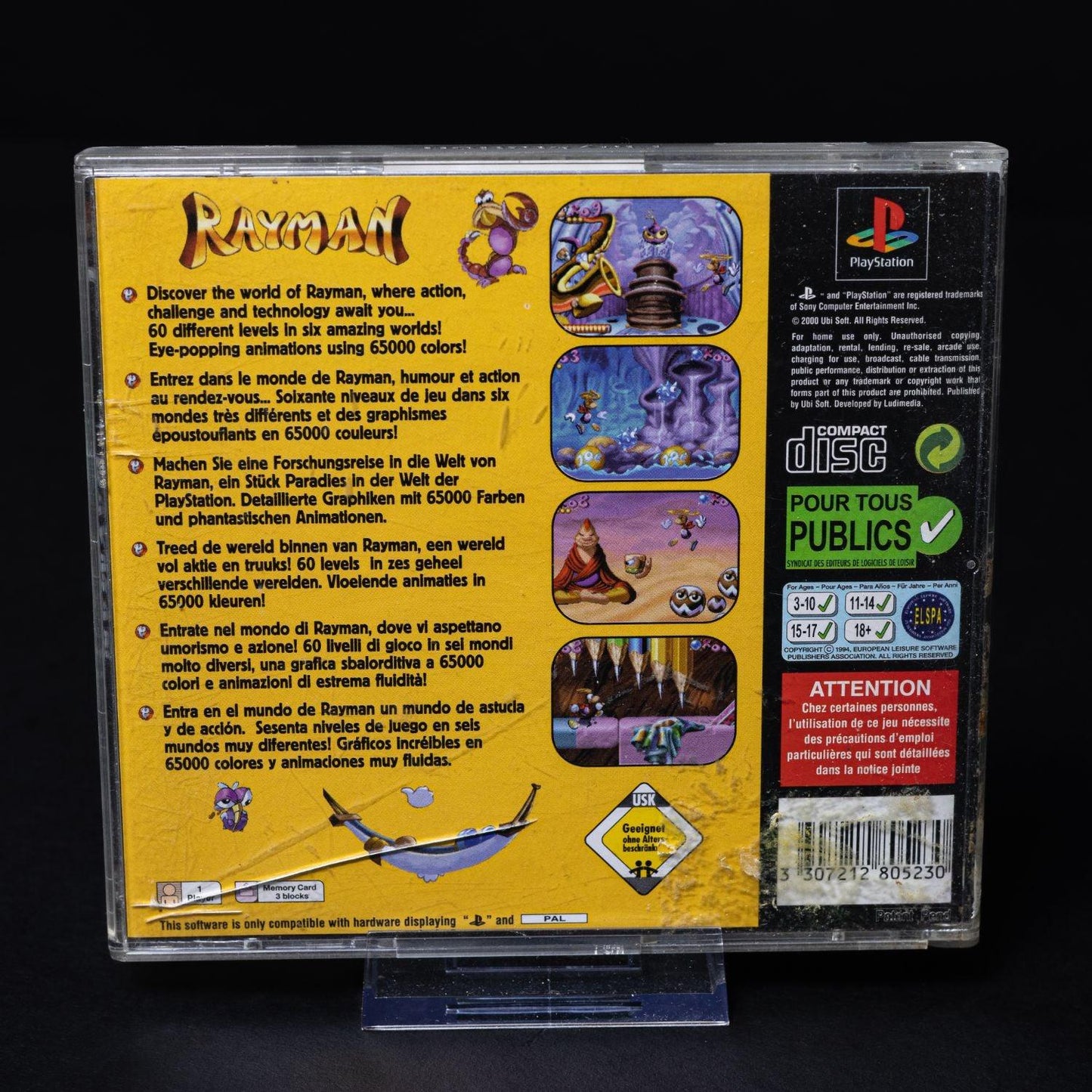 Rayman - Playstation PS1 Spiel - PAL - Zustand Okay (Case beschädigt)