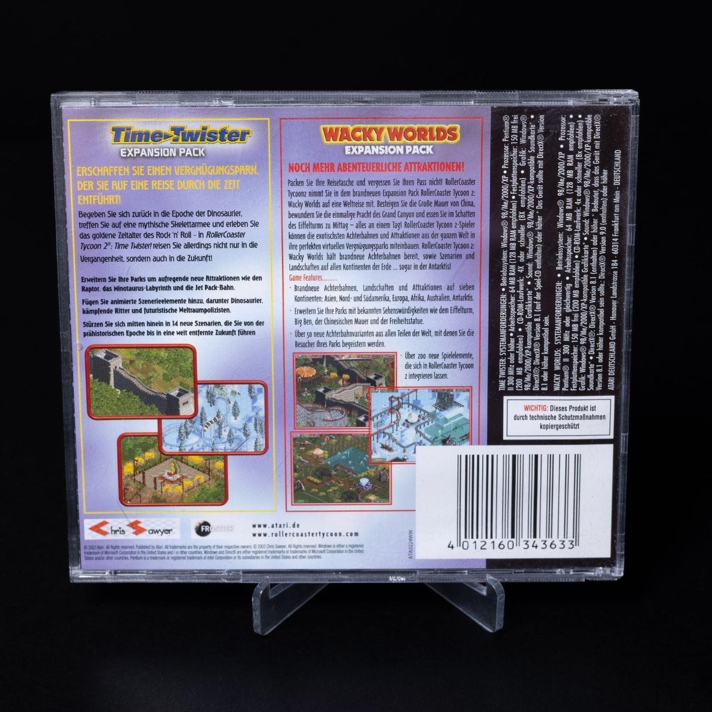 Roller Coaster Tycoon 2 Addons: Time Twister + Wacky Worlds - PC CD-ROM