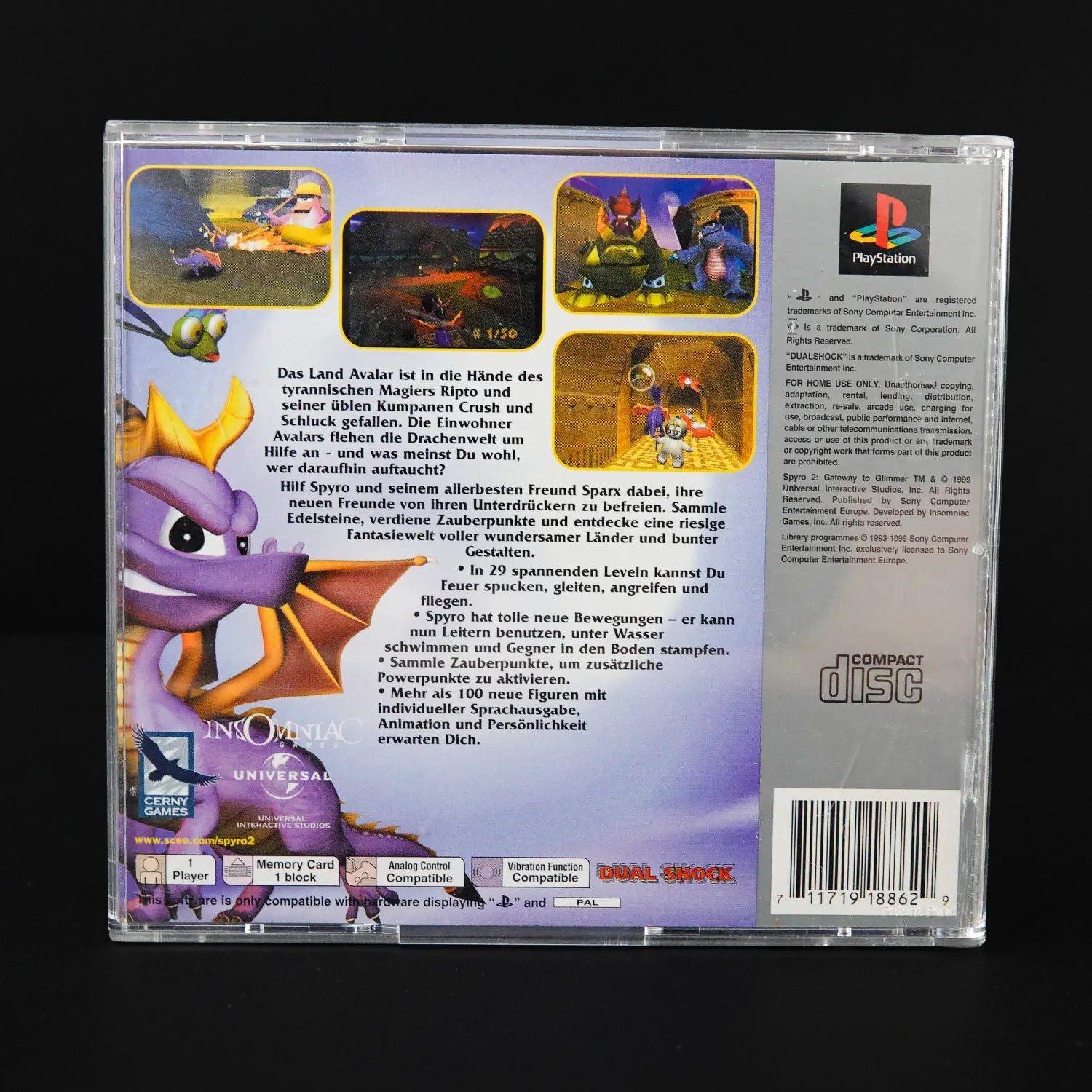 spyro-2-gateway-to-glimmer-playsation-ps1-platinum-cib-deutsch-gebraucht-4 - Utopia Collectibles
