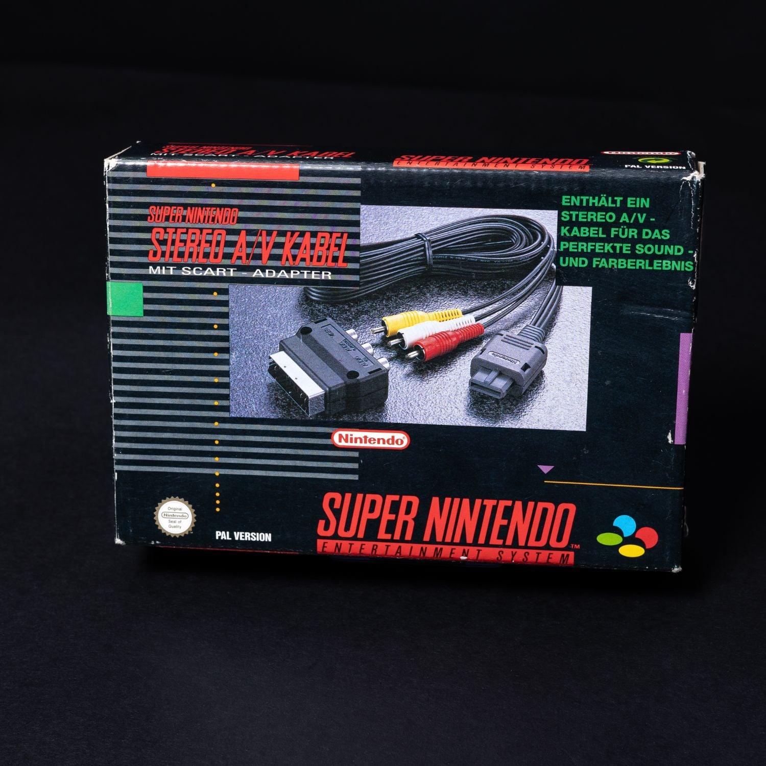 super-nintendo-snes-stereo-av-kabel-mit-scart-adapter-cib-in-ovp-gebraucht-1 - Utopia Collectibles