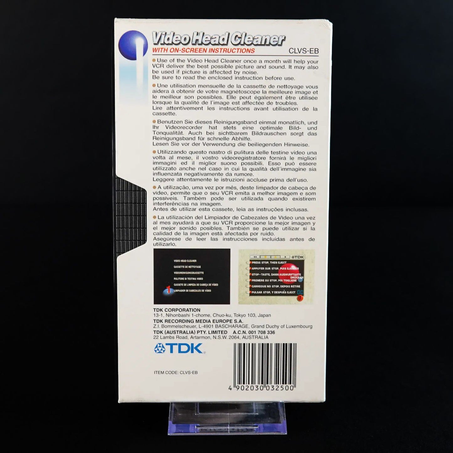 TDK VHS/VCR Reinigungs-Kassette - CLVS-EB Head Cleaning Tape - Neuwertig