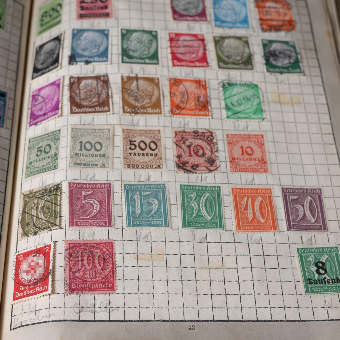The Wanderer Album - Vintage Briefmarken Sammlung nach Land - teilweise befüllt