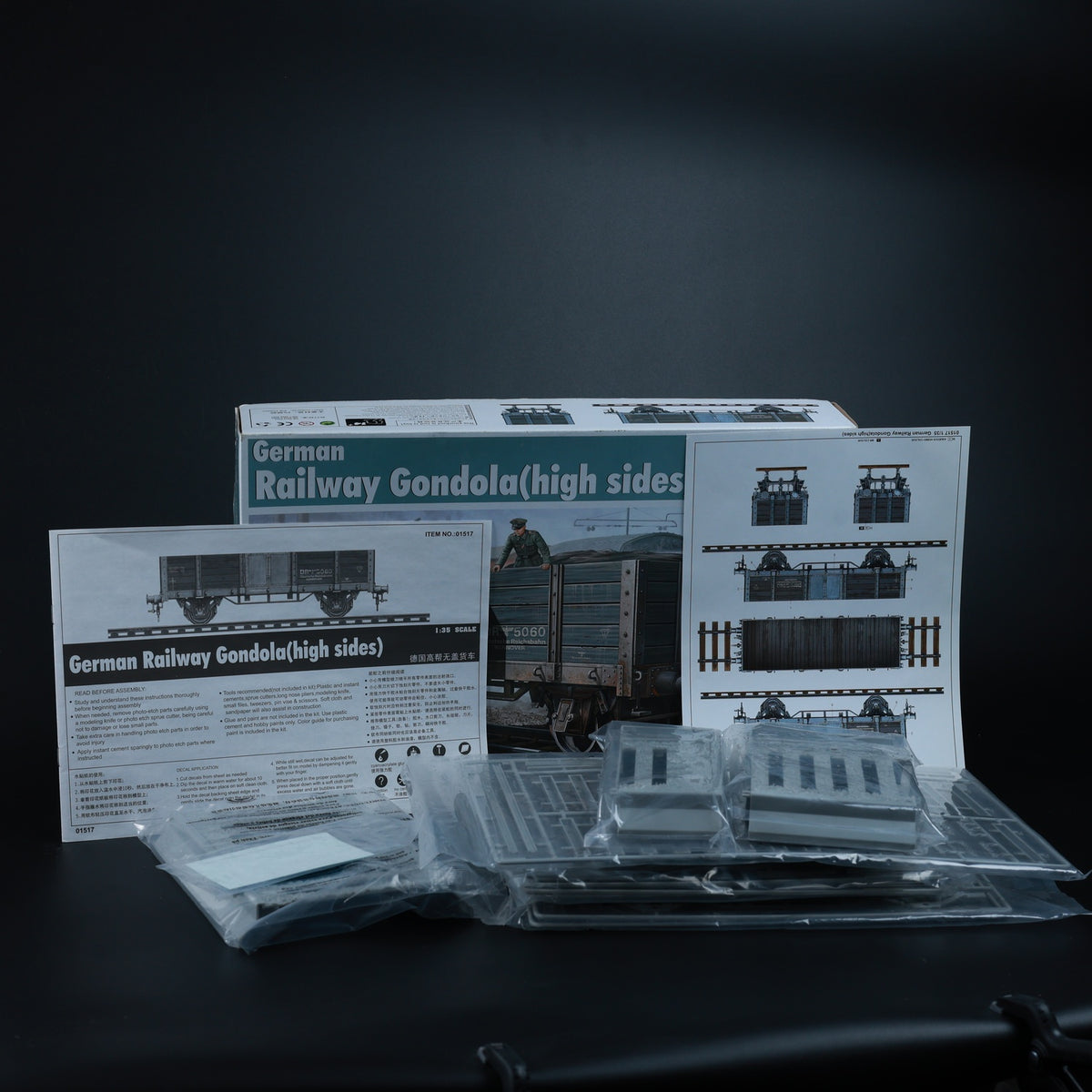 Trumpeter German Railway Gondola - Modell 01517 - 1:35 - Sealed Bags & Decals