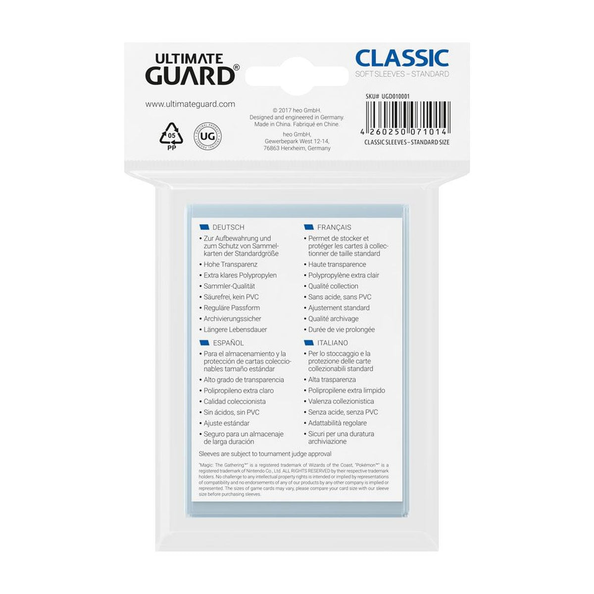 Ultimate Guard Classic Sleeves Standard Size (100) - Kartenhüllen - Neu & OVP