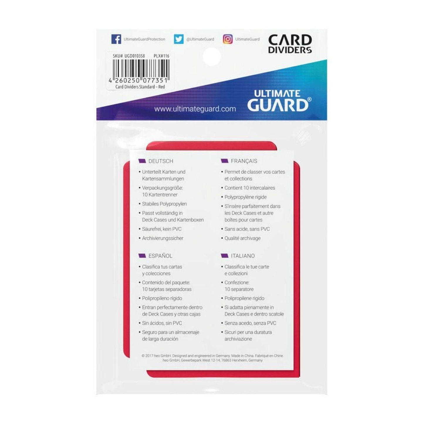 Ultimate Guard - Kartentrenner - Standardgröße Rot - 10 Stück