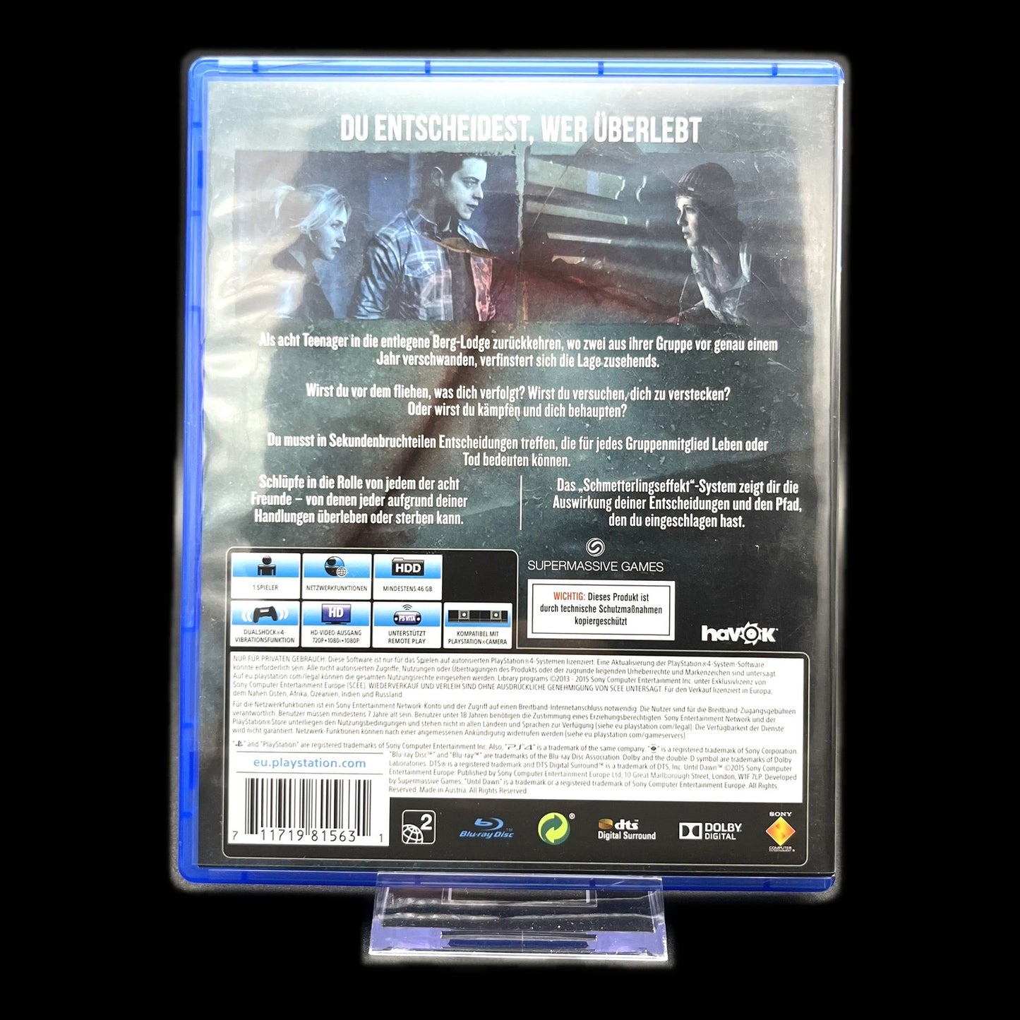 Until Dawn - Playstation 4 - Complete in Box - PAL - deutsch - Gebraucht