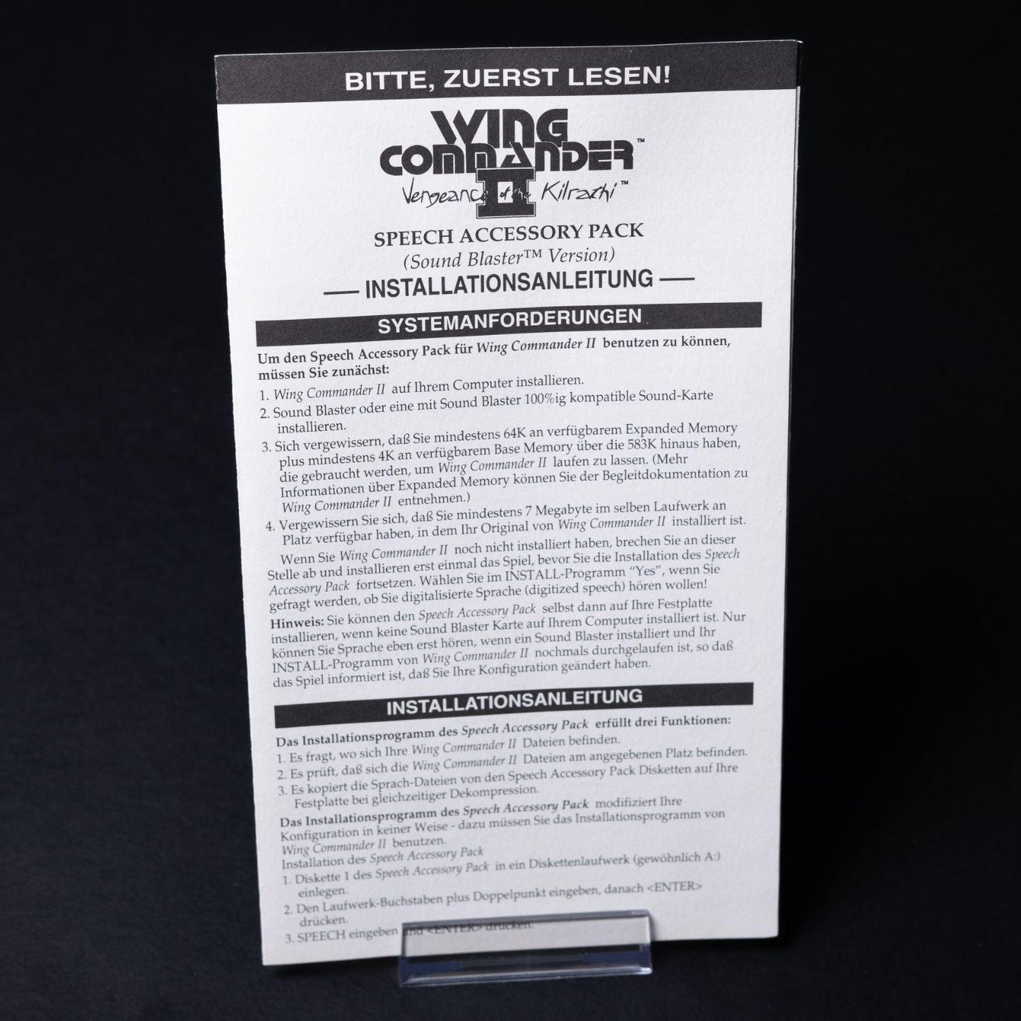 Wing Commander II Speech Pack - PC IBM / MS-DOS - Big Box CiB - Zustand Okay
