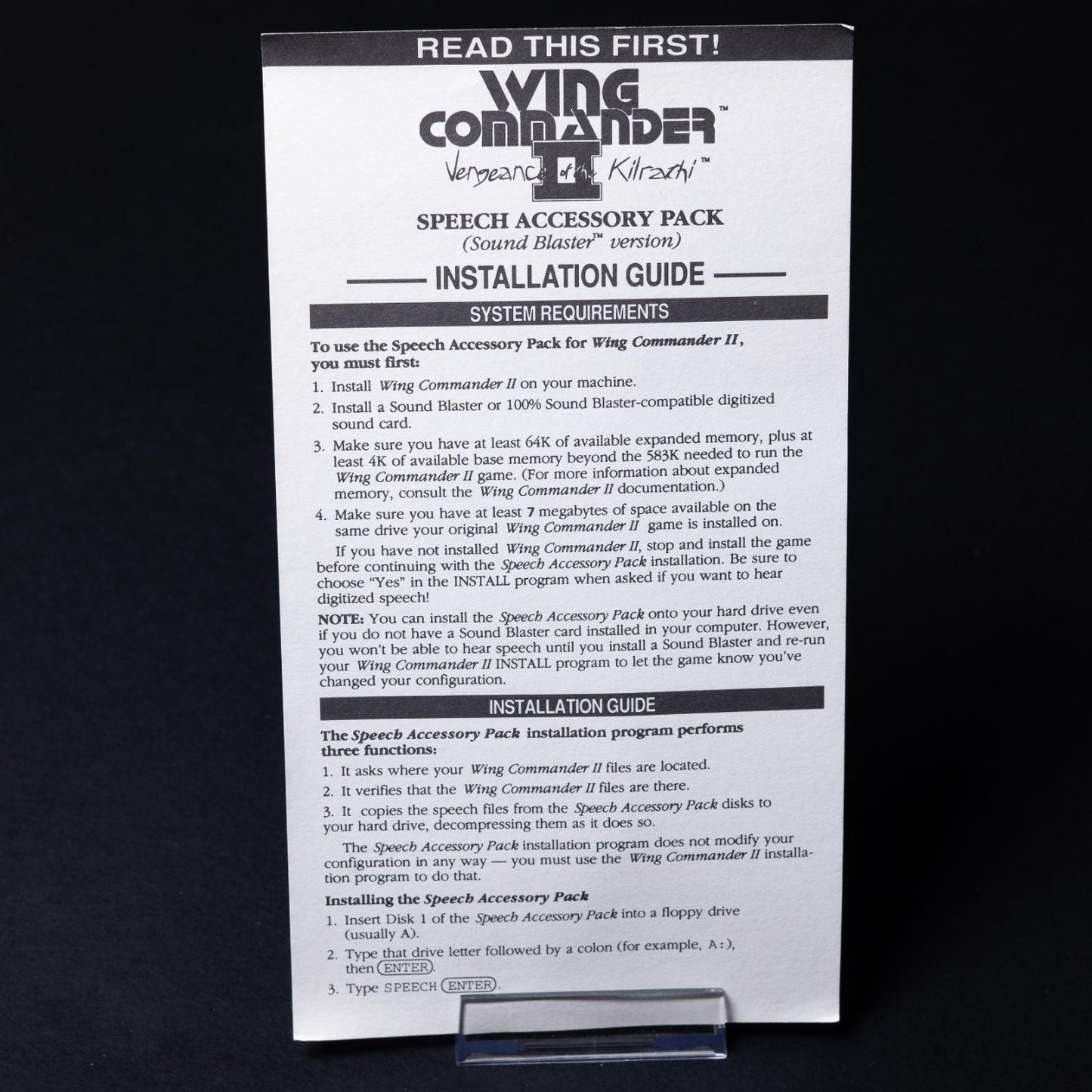 Wing Commander II Speech Pack - PC IBM / MS-DOS - Big Box CiB - Zustand Okay