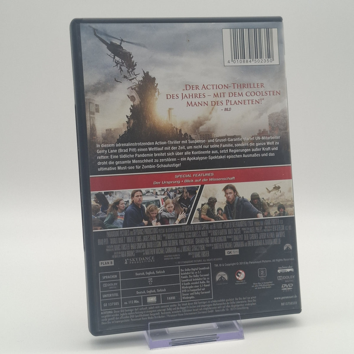 World War Z - Brad Pitt - 2013 - Paramount Pictures - DVD - Zustand Sehr Gut