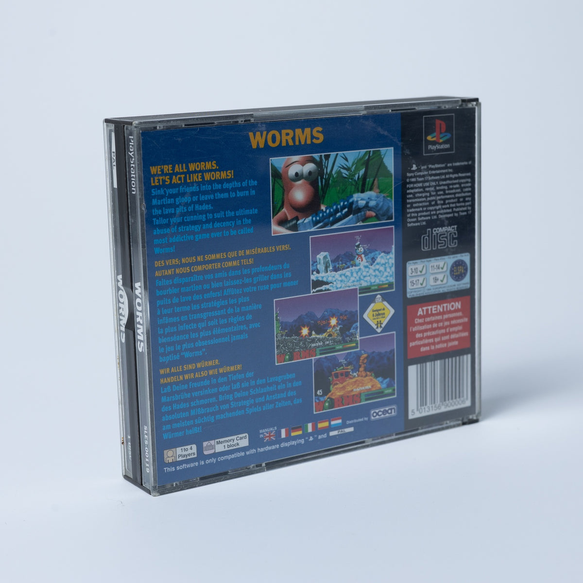 Worms - Playstation 1 PS1 Spiel - PAL - Mit Anleitung - Zustand Gut