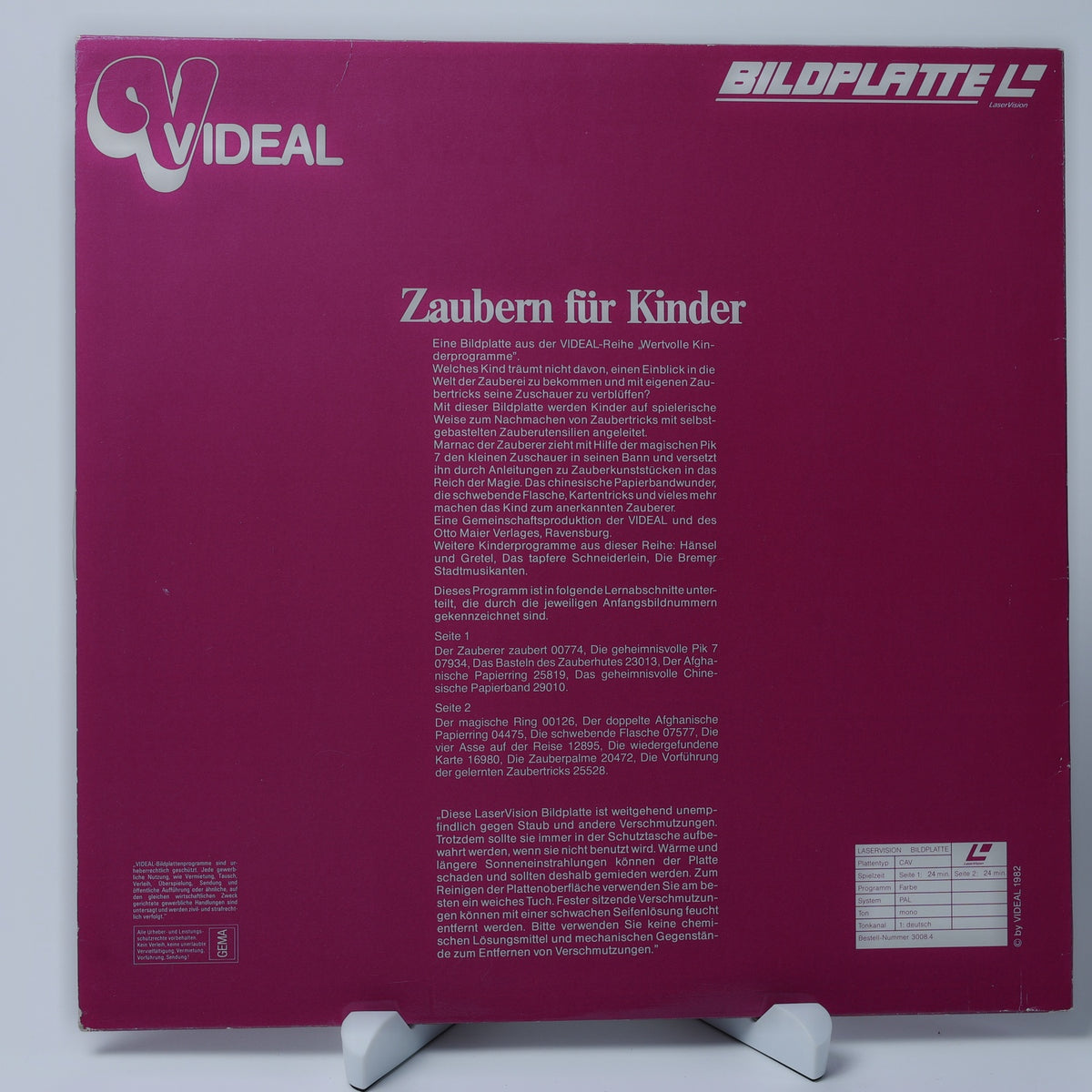 Zaubern für Kinder - Ravensburger - 1982 - LaserDisc - Zustand Sehr Gut